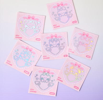 BTS 海报/贴纸 - BT21 - RIBBONED U MININI HOLOGRAM MEDIUM STICKER (2EA)